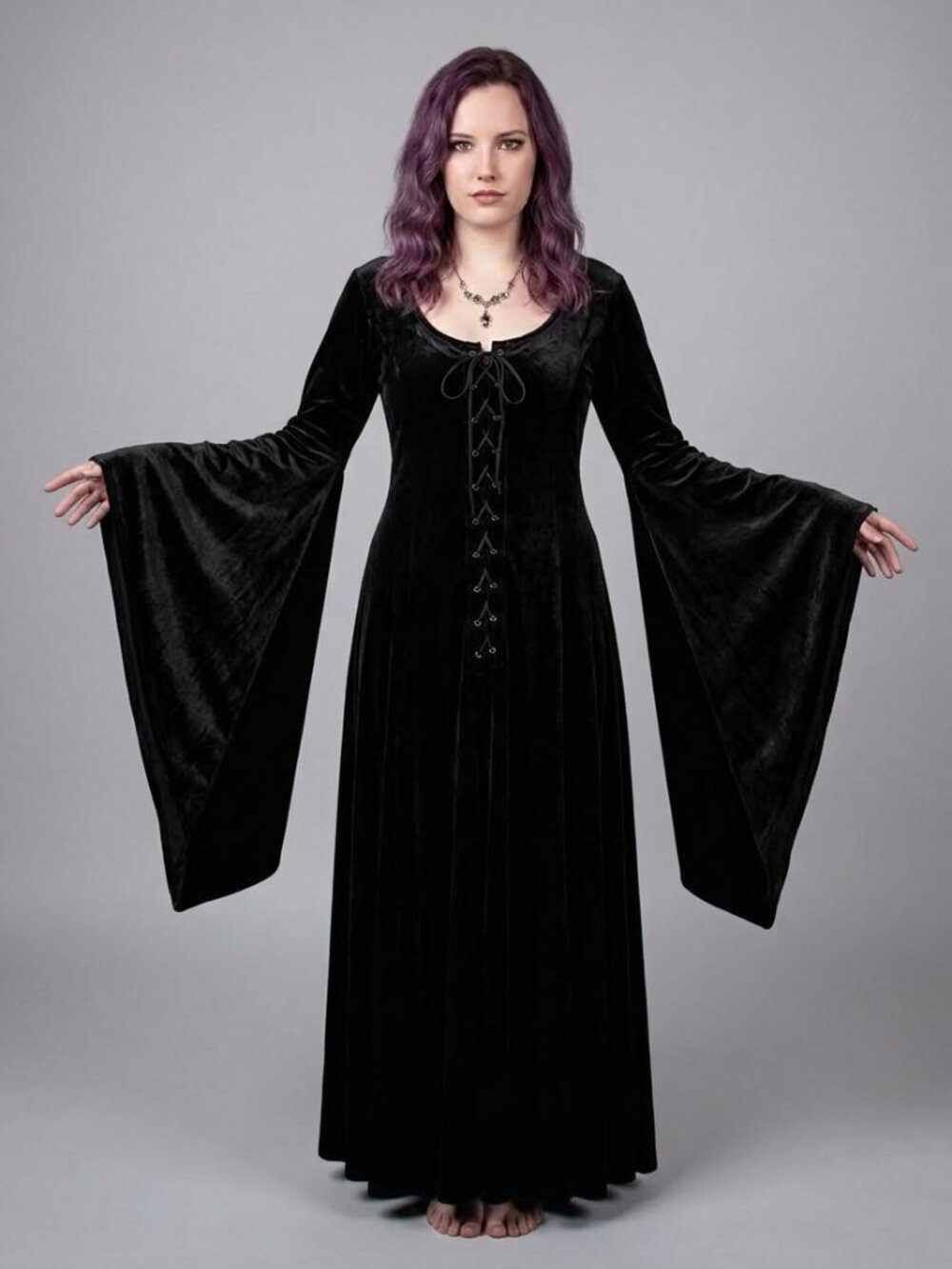 The Pyramid Collection "Witching Hour" Velvet Corset Maxi Dress Black Women's XL